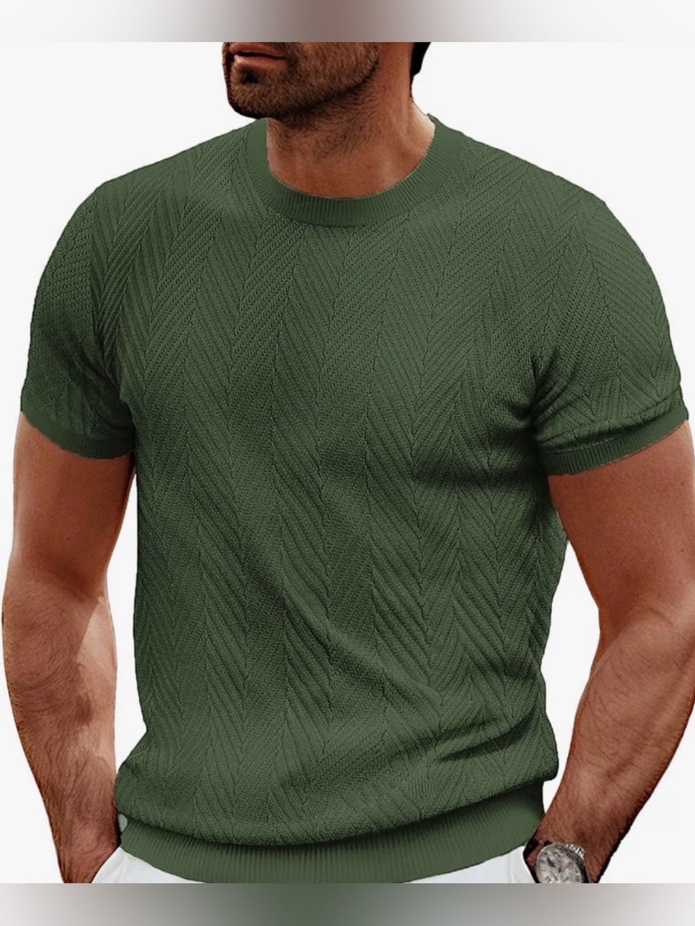 PAUL JONES Men's Short Sleeve Knit Crewneck Shirt
